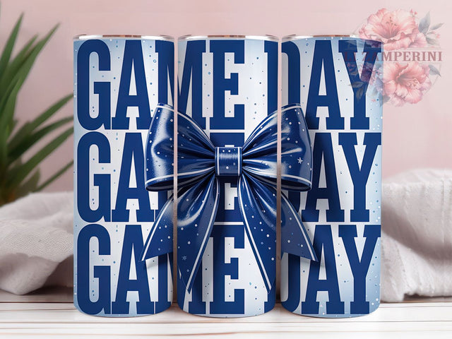 Blue and Silver Game Day Football Tumbler, 20Oz Skinny Tumbler Wrap, Football Team Colors Sublimation, Sports Fan Drinkware, Tailgate Party Gift, Digital Game Day Art Sublimation Li Zamperini 