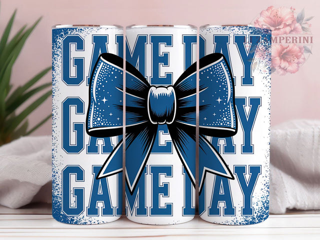 Blue and Silver Game Day Football Tumbler, 20Oz Skinny Tumbler Wrap, Football Team Colors Sublimation, Sports Fan Drinkware, Tailgate Party Gift, Digital Game Day Art Sublimation Li Zamperini 