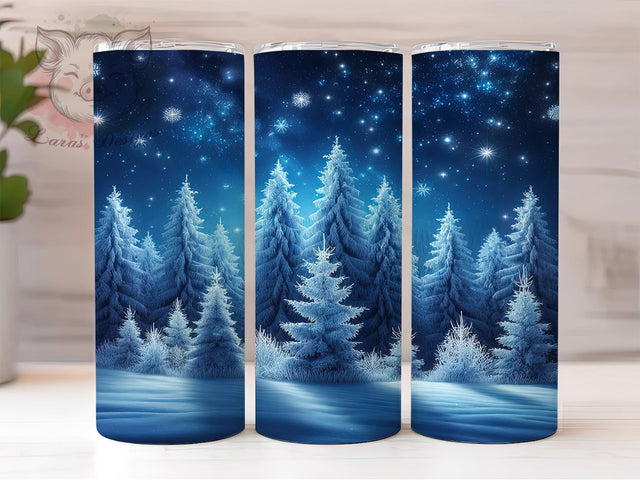 Blue and White Christmas Trees Tumbler, Winter Holiday Sublimation Design, Festive Cup Art, 20oz Xmas Tumbler, Whimsical Tree Mug, Stylish Christmas Cup, Cozy Holiday Wrap Sublimation Lara' s Designs 