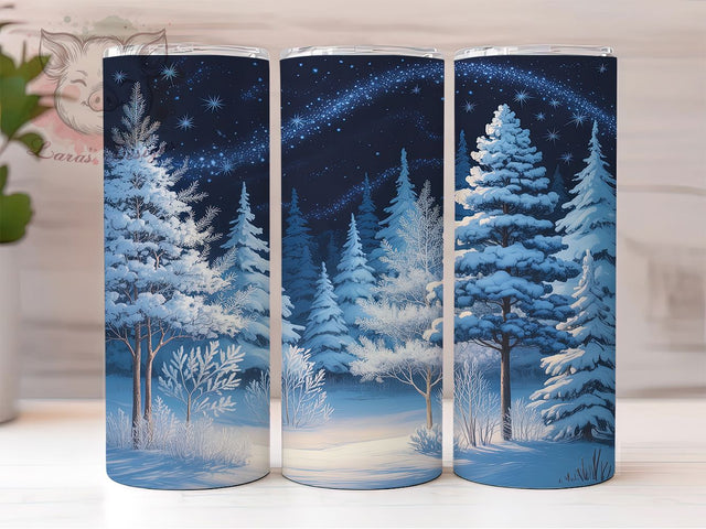 Blue and White Christmas Trees Tumbler, Winter Holiday Sublimation Design, Festive Cup Art, 20oz Xmas Tumbler, Whimsical Tree Mug, Stylish Christmas Cup, Cozy Holiday Wrap Sublimation Lara' s Designs 