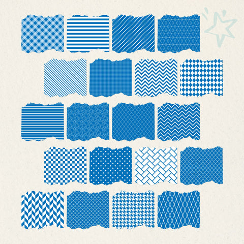 Blue and White Digital Paper Pack | Geometric Scrapbook Paper | 20 Printable Backgrounds | Commercial Use Digital Pattern LKM DigiDesigns 