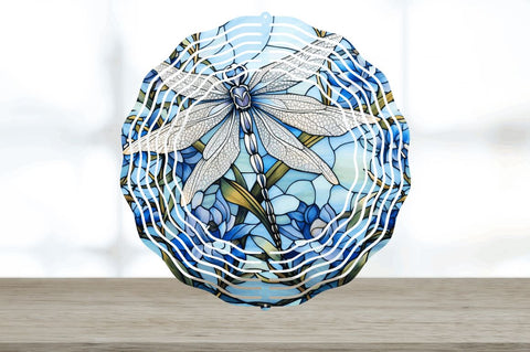Blue and White Dragonflies Wind Spinner Sublimation Spinner Sublimation Regulrcrative 