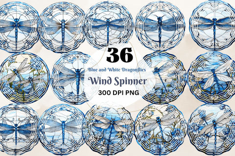 Blue and White Dragonflies Wind Spinner Sublimation Spinner Sublimation Regulrcrative 