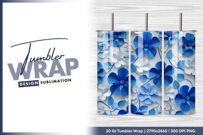 Blue and white paper flowers background Sublimation Regulrcrative 