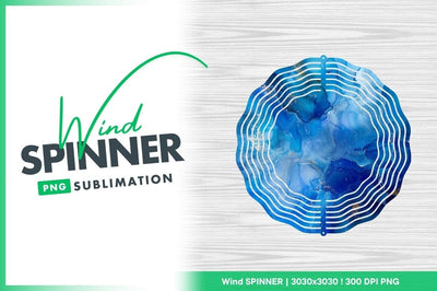 Blue and white round wind spinner design Sublimation Regulrcrative 