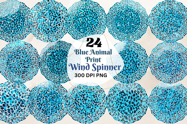 Blue Animal Print Wind Spinner Bundle Sublimation Regulrcrative 
