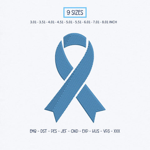 Blue Awareness Ribbon Embroidery Design – Light Blue Cancer Awareness Ribbon Machine Embroidery File Embroidery/Applique DESIGNS PatternFeed8 