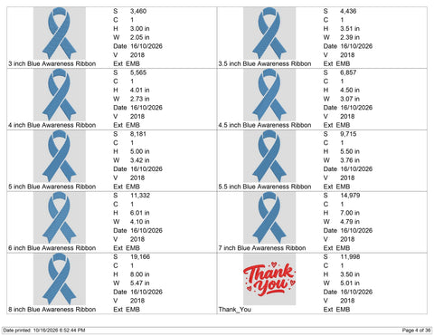 Blue Awareness Ribbon Embroidery Design – Light Blue Cancer Awareness Ribbon Machine Embroidery File Embroidery/Applique DESIGNS PatternFeed8 