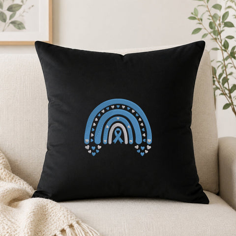 Blue Awareness Ribbon Rainbow Embroidery Design – Blue Ribbon Hearts Awareness Machine Embroidery File Embroidery/Applique DESIGNS PatternFeed8 