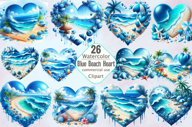 Blue Beach Heart Sublimation Clipart Sublimation SVGArt 