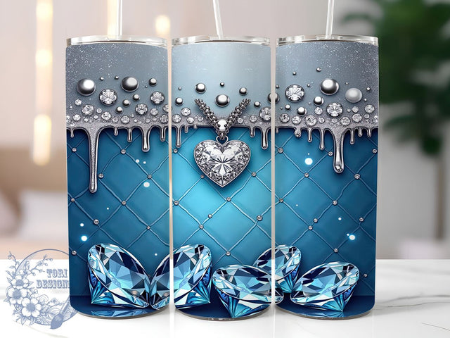 Blue Bling Tumbler, Glam Tumbler Wrap, Digital Tumbler Design, 20oz Tumbler Sublimation, Sparkly Tumbler Wrap, Glitter Tumbler Design, Faux Rhinestone Tumbler Sublimation ToriDesigns 