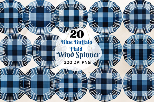 Blue Buffalo Plaid Wind Spinner Bundle Sublimation Regulrcrative 