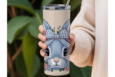 Blue Bunny Easter 20oz Tumbler Wrap Sublimation DesignSVG 
