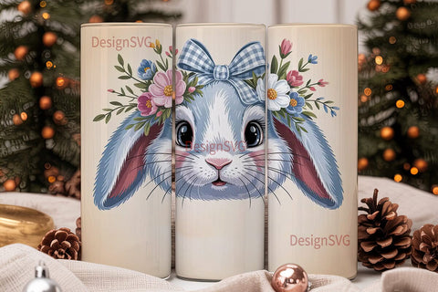 Blue Bunny Easter 20oz Tumbler Wrap Sublimation DesignSVG 