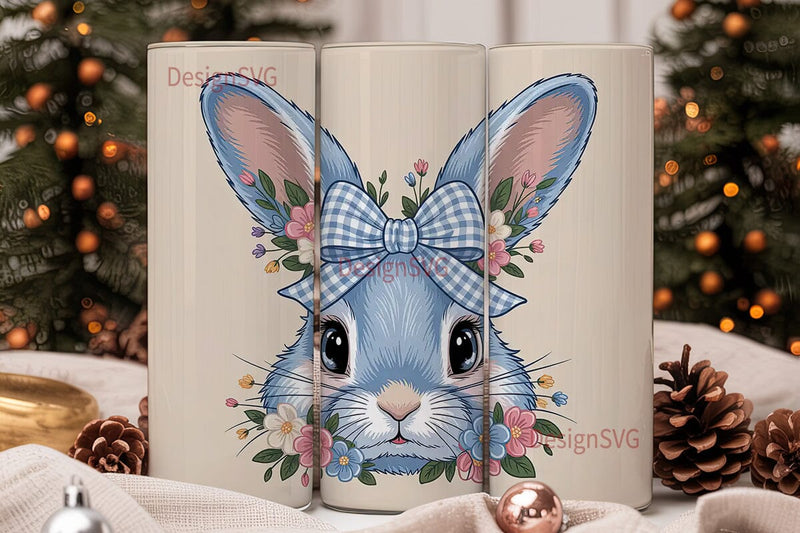 Blue Bunny Easter 20oz Tumbler Wrap Sublimation DesignSVG 