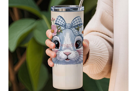 Blue Bunny Easter 20oz Tumbler Wrap Sublimation DesignSVG 