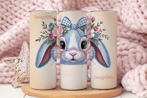 Blue Bunny Easter 20oz Tumbler Wrap Sublimation DesignSVG 