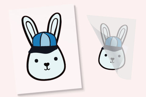 Blue Bunny With Hat DTF Transfer Physical So Fontsy T-Shirt Iron-On Transfer Shop