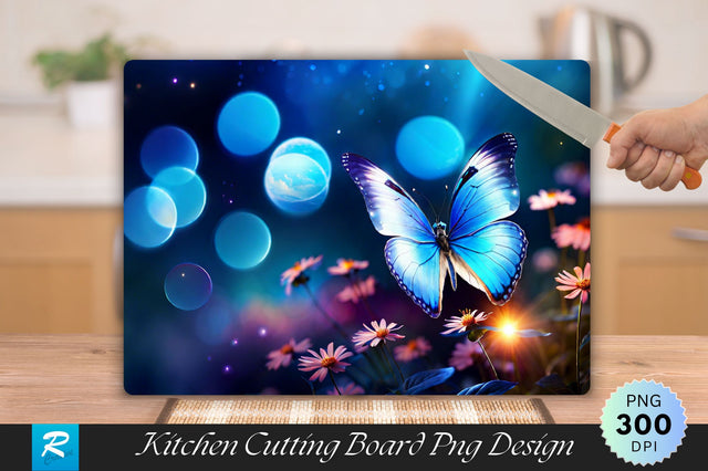 Blue Butterfly Cutting Board Sublimation Regulrcrative 