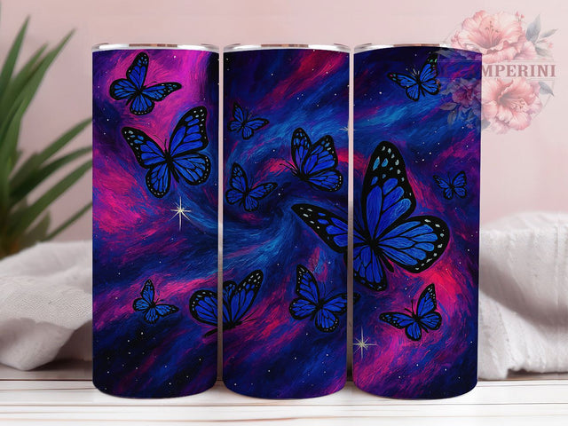 Blue Butterfly Galaxy Tumbler, Galaxy Tumbler, 20oz Tumbler Sublimation, Butterfly Tumbler Wrap, Cosmic Tumbler Design, Butterfly Lover Tumbler, Sublimation Wrap Sublimation Li Zamperini 