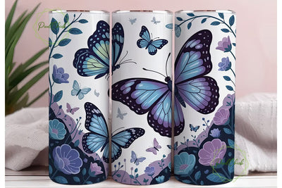 Blue Butterfly Magic Tumbler Wrap PNG Sublimation PixelChick 