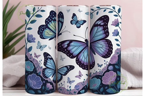 Blue Butterfly Magic Tumbler Wrap PNG Sublimation PixelChick 