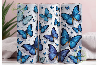 Blue Butterfly Tumbler Wrap Sublimation PixelChick 
