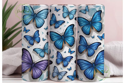 Blue Butterfly Tumbler Wrap Sublimation PixelChick 