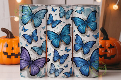 Blue Butterfly Tumbler Wrap Sublimation PixelChick 