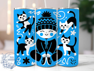 Blue Cats Japanese Pattern Tumbler Wrap, Seamless Pattern, Colorful Design, Museum Quality, Japanese Style, Tumbler Wrap, Sublimation Design Sublimation ToriDesigns 