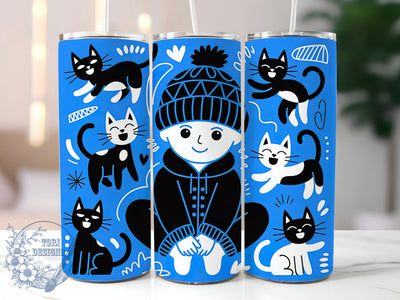 Blue Cats Japanese Pattern Tumbler Wrap, Seamless Pattern, Colorful Design, Museum Quality, Japanese Style, Tumbler Wrap, Sublimation Design Sublimation ToriDesigns 