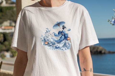 Blue Chinoiserie Summer Sublimation Set Sublimation Clipart Bundle Sublimation SVGArt 