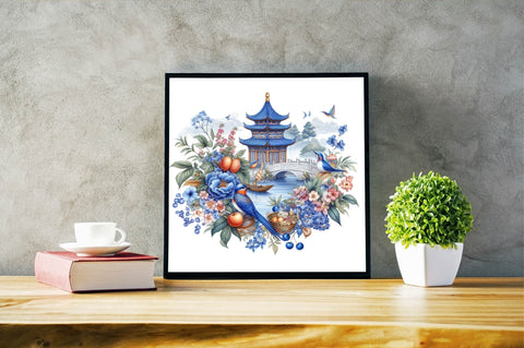 Blue Chinoiserie Summer Sublimation Set Sublimation SVGArt 