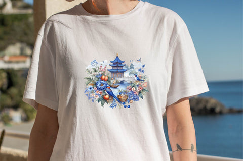 Blue Chinoiserie Summer Sublimation Set Sublimation SVGArt 