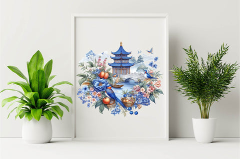Blue Chinoiserie Summer Sublimation Set Sublimation SVGArt 