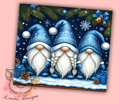 Blue Christmas Gnomes Festive Winter Tumbler Wrap, Christmas Gnomes Wrap, 20oz Holiday Drinkware, Gnome Sublimation, Festive Tumbler Design, Winter Gifts, Cute Christmas Tumbler Sublimation Lara' s Designs 