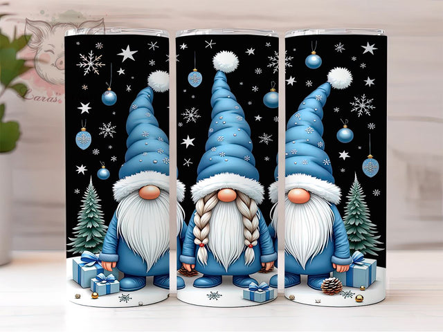 Blue Christmas Gnomes Festive Winter Tumbler Wrap, Christmas Gnomes Wrap, 20oz Holiday Drinkware, Gnome Sublimation, Festive Tumbler Design, Winter Gifts, Cute Christmas Tumbler Sublimation Lara' s Designs 