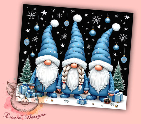 Blue Christmas Gnomes Festive Winter Tumbler Wrap, Christmas Gnomes Wrap, 20oz Holiday Drinkware, Gnome Sublimation, Festive Tumbler Design, Winter Gifts, Cute Christmas Tumbler Sublimation Lara' s Designs 
