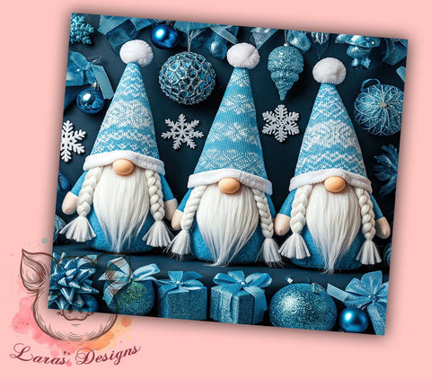 Blue Christmas Gnomes Festive Winter Tumbler Wrap, Christmas Gnomes Wrap, 20oz Holiday Drinkware, Gnome Sublimation, Festive Tumbler Design, Winter Gifts, Cute Christmas Tumbler Sublimation Lara' s Designs 