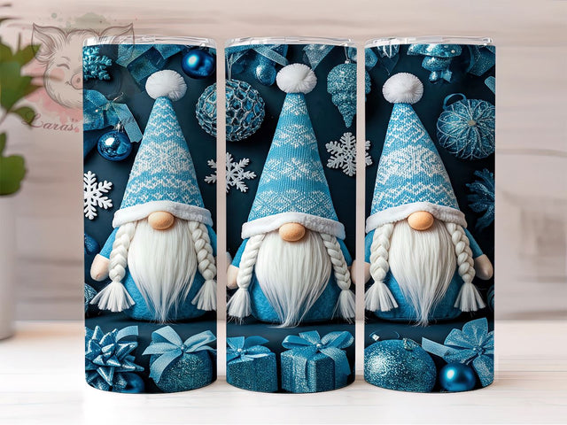 Blue Christmas Gnomes Festive Winter Tumbler Wrap, Christmas Gnomes Wrap, 20oz Holiday Drinkware, Gnome Sublimation, Festive Tumbler Design, Winter Gifts, Cute Christmas Tumbler Sublimation Lara' s Designs 