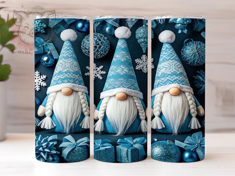 Blue Christmas Gnomes Festive Winter Tumbler Wrap, Christmas Gnomes Wrap, 20oz Holiday Drinkware, Gnome Sublimation, Festive Tumbler Design, Winter Gifts, Cute Christmas Tumbler Sublimation Lara' s Designs 