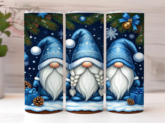 Blue Christmas Gnomes Festive Winter Tumbler Wrap, Christmas Gnomes Wrap, 20oz Holiday Drinkware, Gnome Sublimation, Festive Tumbler Design, Winter Gifts, Cute Christmas Tumbler Sublimation Lara' s Designs 