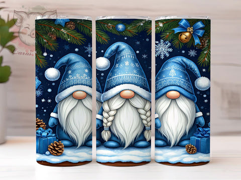 Blue Christmas Gnomes Festive Winter Tumbler Wrap, Christmas Gnomes Wrap, 20oz Holiday Drinkware, Gnome Sublimation, Festive Tumbler Design, Winter Gifts, Cute Christmas Tumbler Sublimation Lara' s Designs 