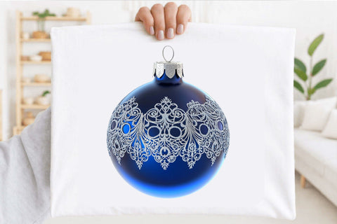 Blue Christmas Ornaments Clipart Bundle. Sublimation SVGArt 