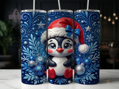 Blue Christmas Penguin 20oz Tumbler, Blue Xmas Penguin, Christmas Penguin, Penguin Tumbler, Blue Penguin PNG, Winter Penguin PNG, Penguin Tumbler PNG, Cute Penguin Tumbler Sublimation SvggirlplusArt 