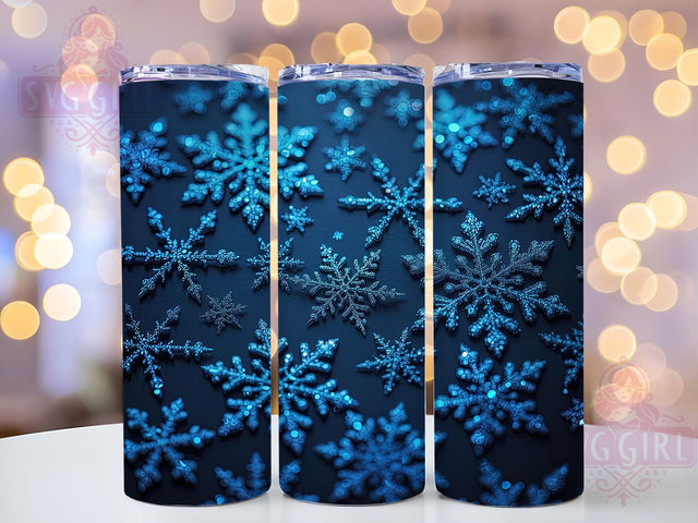 Blue Christmas Snowflake Tumbler, Winter Snowflake Sublimation Design, Frosty Holiday Art, 20oz Xmas Tumbler, Whimsical Winter Mug, Stylish Snowflake Cup, Elegant Winter Wrap Sublimation SvggirlplusArt 