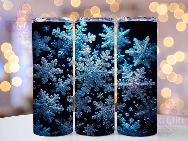 Blue Christmas Snowflake Tumbler, Winter Snowflake Sublimation Design, Frosty Holiday Art, 20oz Xmas Tumbler, Whimsical Winter Mug, Stylish Snowflake Cup, Elegant Winter Wrap Sublimation SvggirlplusArt 