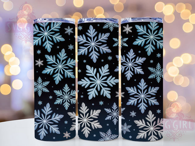 Blue Christmas Snowflake Tumbler, Winter Snowflake Sublimation Design, Frosty Holiday Art, 20oz Xmas Tumbler, Whimsical Winter Mug, Stylish Snowflake Cup, Elegant Winter Wrap Sublimation SvggirlplusArt 