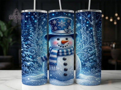 Blue Christmas Snowman 20oz Tumbler, Blue Snowman, Christmas Snowman, Blue Christmas, Snowman Tumbler, Blue Snowman PNG, Xmas Snowman PNG, 20oz Tumbler Wrap Sublimation SvggirlplusArt 