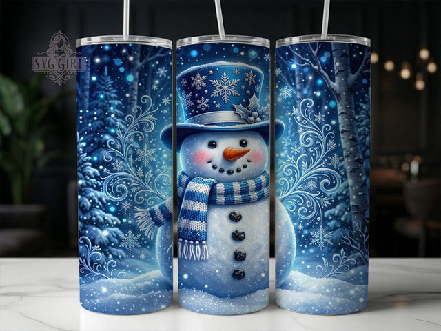 Blue Christmas Snowman 20oz Tumbler, Blue Snowman, Christmas Snowman, Blue Christmas, Snowman Tumbler, Blue Snowman PNG, Xmas Snowman PNG, 20oz Tumbler Wrap Sublimation SvggirlplusArt 